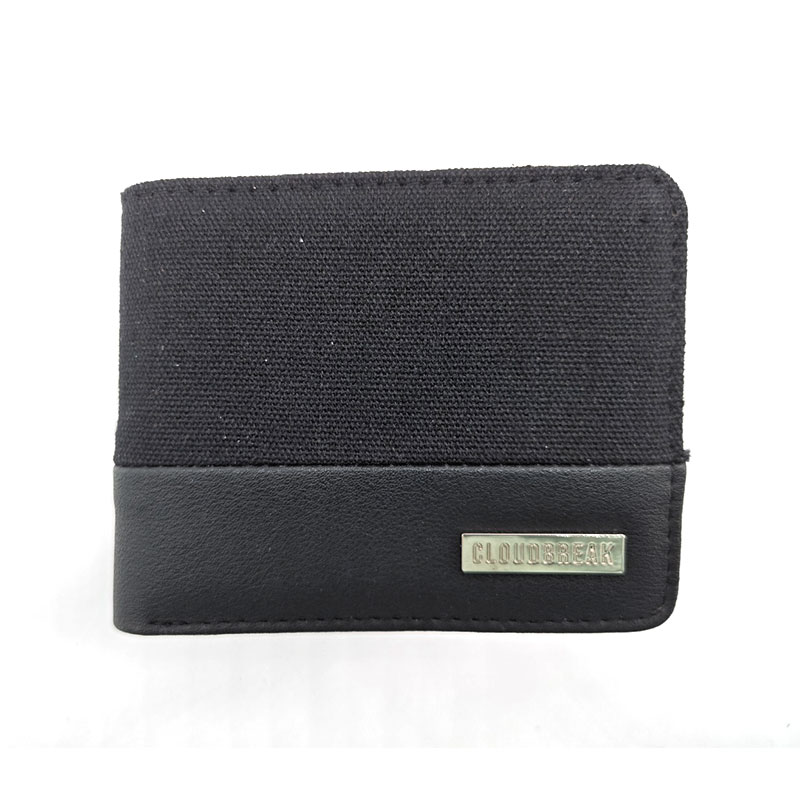 Canvs Mixed PU With Button Sanp Pocket Bifold-plånböcker för män