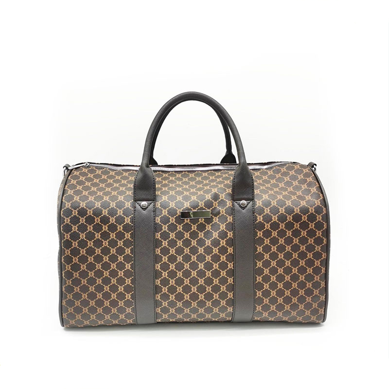 Damer Brown Print Pu Duffle Bag