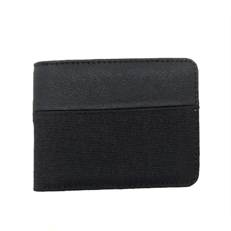 PU Mixed Canvas Bifold-plånbok för män